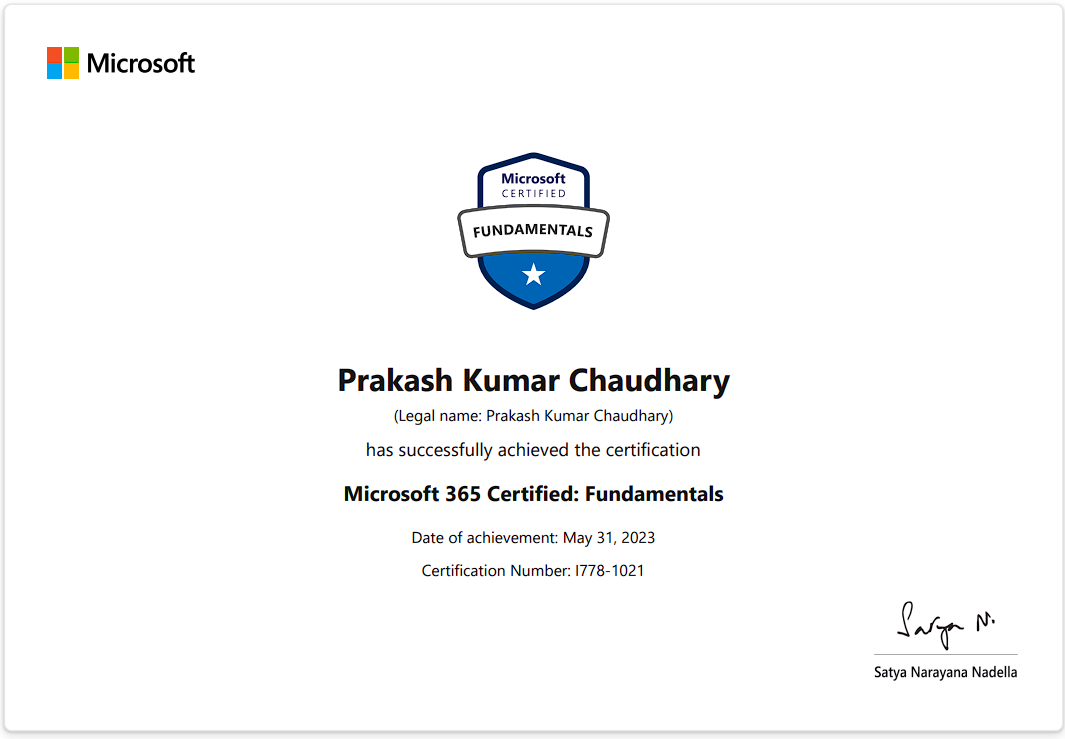 Microsoft 365 Certified : Fundamentals