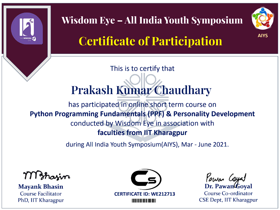 Python Programming Fundamentals (PPF) & Personality Development